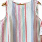 Ellen Tracy NWT  Linen Rome Stripe Sleeveless Top L Photo 2