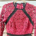 Alexis Kharis Crochet Floral Long Sleeve Lace Tiered Mini Dress Red Women Size M Photo 3