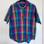 Dockers Uniquely RARE Vintage Bright Plaid Print Button Up Dress Shirt | Size: S Photo 0