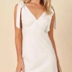 Petal + Pup‎ White Cotton Eyelet Embroidered Mini Dress Tie Shoulder V Photo 0