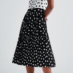 ZARA Dress Black White Ivory Contrast Polka Dots Sleeveless Pleated Midi Small Photo 11