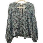 Ramy Brook Ramy Brooke Top Multicolor Geometric Satin Balloon Sleeve Blue Blouse Size Small Photo 0