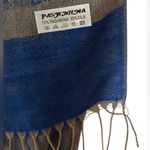  Scarf Wrap 70% Pashmina 30% Silk, 27"x 70"‎ Blue/Gold Patterned Fringe Photo 2