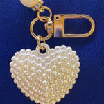 Pearl Heart Keychain with Gold Accents White Photo 0