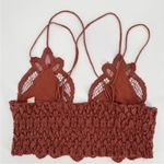Free People Smocked Adella Lace Racerback Boho Bralette Rust Small Bra Photo 2