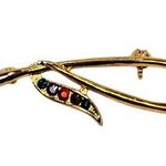 Vtg Elegant Gold Tone Brooch Pin Green Red Blue Purple Rhinestones 2.5" Unsigned Photo 0