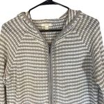 Caslon Gray Striped Hooded Cotton Knit Full Zip Jacket Women Sz L Photo 2