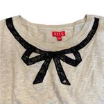 Elle Gray Half Sleeve Top with Black Bow Detail Photo 3