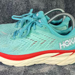 Hoka  One One Clifton 8 Athletic Running Shoes Aqua Blue Women's Size 7.5 Photo 0