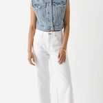 AGOLDE  Leo Denim Vest Frayed Crop Trucker Sleeveless Button Down Womens Large Photo 0