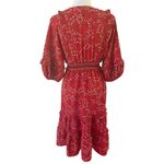 Max Studio Red Floral Bubble Crepe Knee Length Cottagecore Style Dress Size XS Photo 4