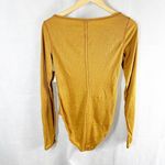 Free People  Sloane Bodysuit Long Sleeve Snap V Neck Ribbed Amber Size Small Photo 5