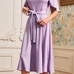 SheIn  Lavender Belted flutter sleeve Midi Dress Photo 0