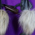 Juicy Couture Vintage Purple Wool Duffle Coat Faux Fur Hood Women's S Y2K Photo 14