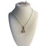 Monet  Gold Tone Round Rhinestone Dangle Earrings and Necklace set Brand NEW Photo 3