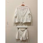 ZARA  Eyelet Peplum Blouse & Flat Front Shorts Set White Women's Top M / Bottom S Photo 2