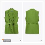 ZARA Double Breasted Waistcoat Vest Green Photo 2