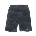 Alo Yoga  High Waist Vapor Biker Shorts Black Camo Size Medium Activewear Yoga Photo 1