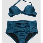 Calvin Klein Deep Teal High Waisted Underwire Padded 2Pc Bikini Swimsuit L/M Photo 1