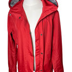Lands' End Waterproof Hooded Rain Jacket Outdoor Windbreaker Red Shell Womens M Photo 0