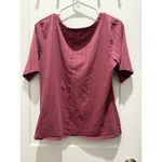 Anthropologie Pilcro Pointelle Scoop Neck Tee Shirt Top Burgundy Size XL Photo 4