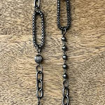 Target  long necklace metallic dark grey beaded chain links one size Photo 0