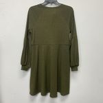 Women's Long Sleeve Medium Olive Green Midi Sweater Dress Ribbed High Waist Photo 5