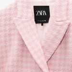 ZARA  Pink Tweed Houndstooth Cropped Blazer Jacket size Small $89 Photo 14