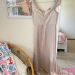 Revelry Bardot Satin Off Shoulder Maxi Dress in Soft Champagne Size 8 Gold Photo 11