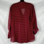 Kut From The Kloth Floral V-neck Button Down Sheer Blouse Large Photo 1