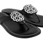 Brighton  Leather Sandals with Silver Buckle Accent Photo 0