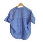 Madewell Courier Stripe Button Back Shirt In Midnight Sea Photo 2