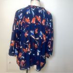 a.n.a  Navy‎ Floral Smocked Peasant Blouse M Boho Chic Photo 4
