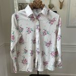 Vintage 70s Sears Perma Prest Polyester Floral Print Button Shirt L Pink Size L Photo 1