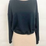 Fabletics Luxe Cinched Pullover drawcord waist sweatshirt sweater black medium Photo 2