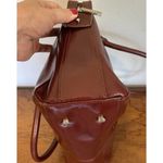 Hobo International  VTG Purse Red Brown Polished Leather Bag Zip Two Handles Photo 9
