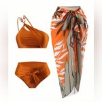 NWT AD European and American Split Bikini Sexy Soft Bikini Swimwear Rust M Orange Size M Photo 1