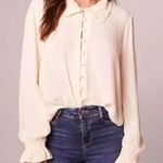 Band of the Free Womens Denise Cream Long‎ Sleeve Button Down Shirt Size Medium Photo 0
