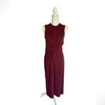 Mango MNG  Knot Front Sleeveless Midi Dress Maroon Size 6 Photo 1
