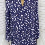 In Bloom  Floral Bell Sleeve Tunic Shirt Dress Blue White Small Photo 0