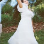 Baltic Born White Tulle Midi Tiered  Dress Bridal Engagement Photo 2