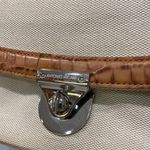 Antonio Melani Beige Canvas Brown Crocodile Print Leather Shoulder Y2K Bag Purse Photo 1