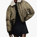 ZARA bomber jacket distressed aviator pilot with sherpa collar Photo 3