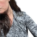 Akira Bad B Vibes Acid Wash Look Tie Back Studded Blazer Small Photo 2