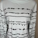 Elle Womens Mint Green Black Striped Rhinestone Long Sleeve Scoop Neck Size XL Photo 1