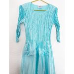 Alquema 3/4 Sleeve Smash Pocket Midi Dress Size Medium Glossy Ice Blue Crinkle Photo 8