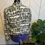 Lush Clothing Lush Women Large Brown White Printed Open Front Draped Lightweight Blazer Photo 2