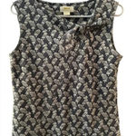 Maeve  Anthropologie Blue Knit Rain Cloud Umbrella Knit Tie Neck Tank Top Photo 0