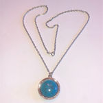 Vintage Silver Tone & Turquoise Color Blue Reversible Indian Head Boho Necklace Photo 1