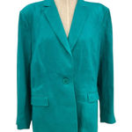 Lafayette 148  New York Blazer Linen Oversized Turquoise Teal Blue Size 14‎ Photo 0